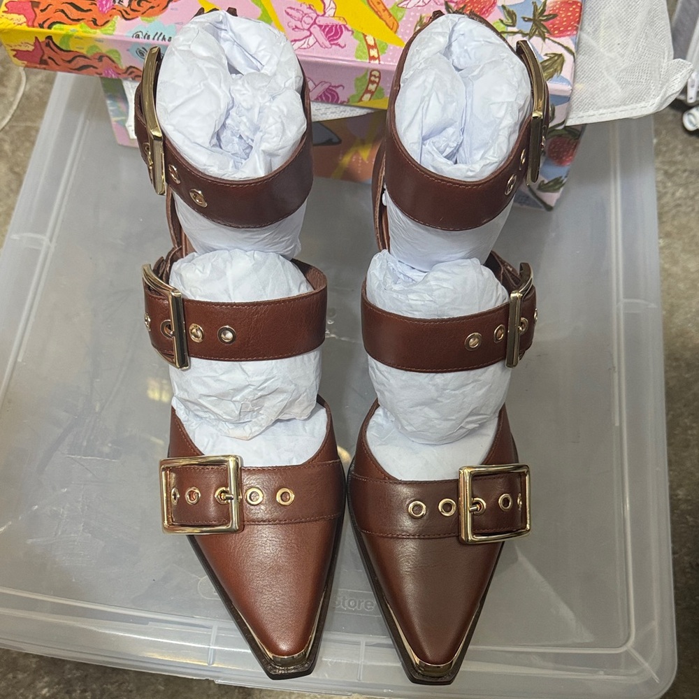 Jeffrey Campbell Brown Heeled Buckle Shoes